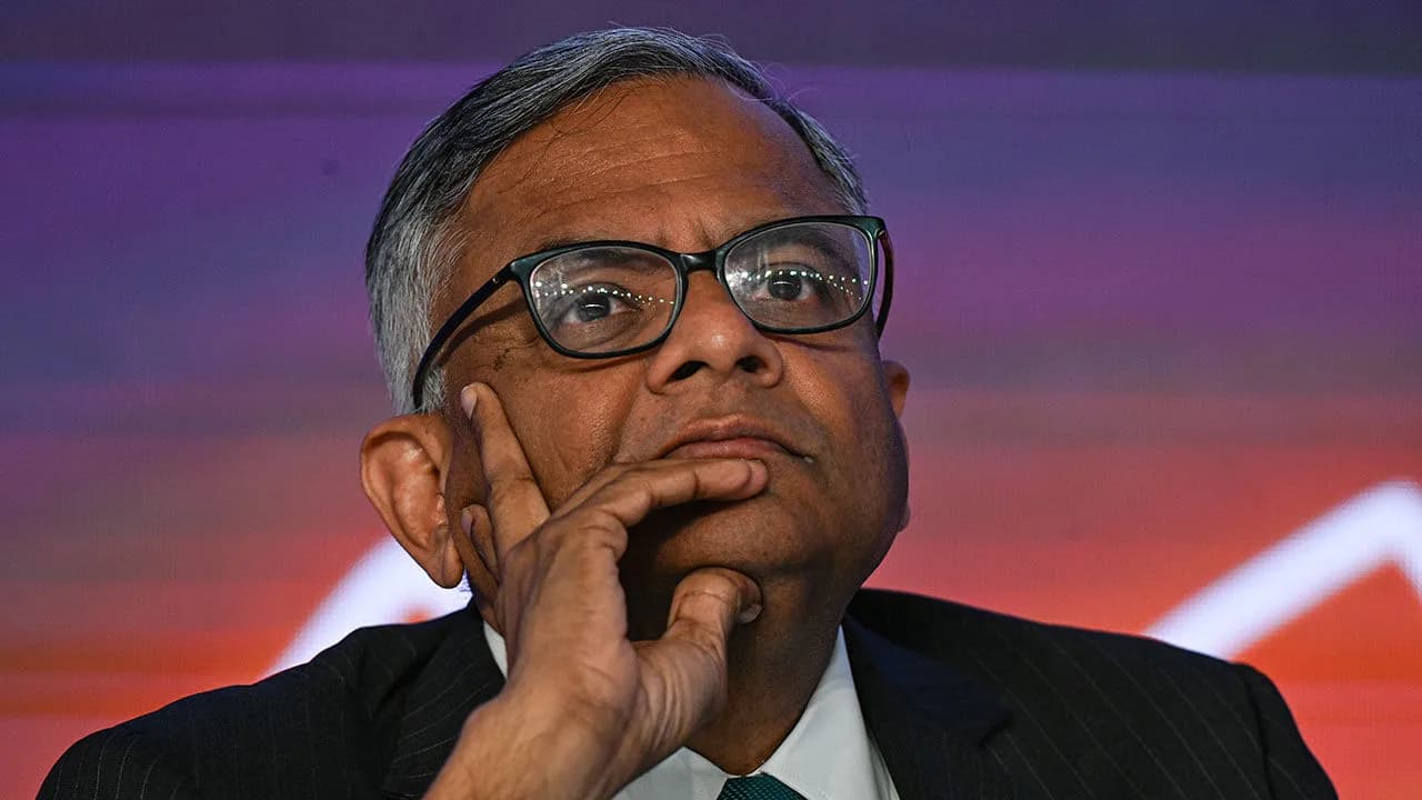 Tata Sons chairman Natarajan Chandrasekaran looking on at an event