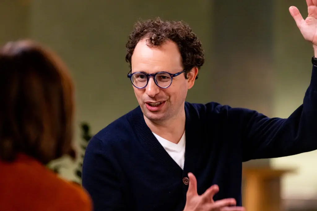 Anthropic CEO Dario Amodei speaks during a television interview